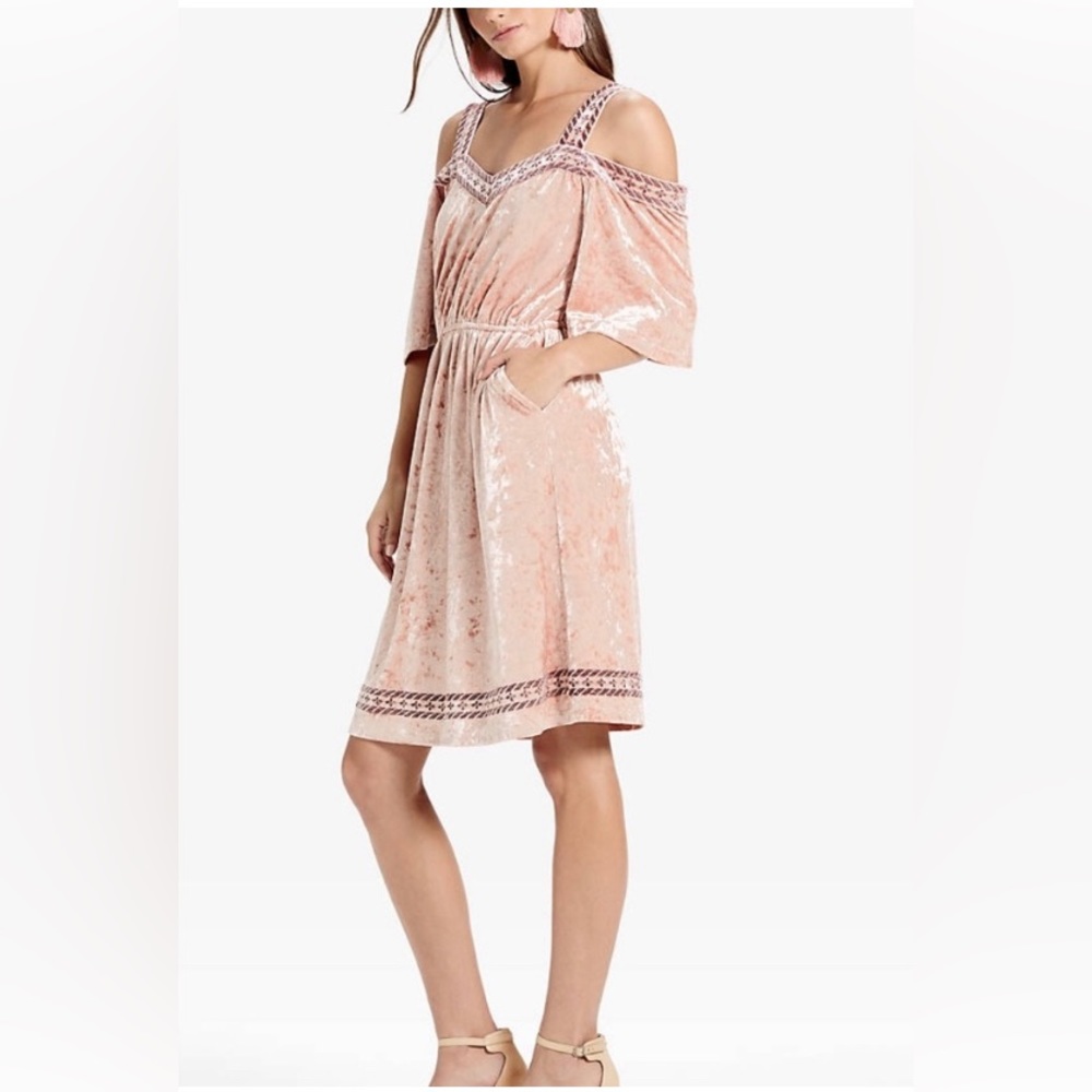 Lucky Brand Crushed Blush Velvet Dress Size XS
